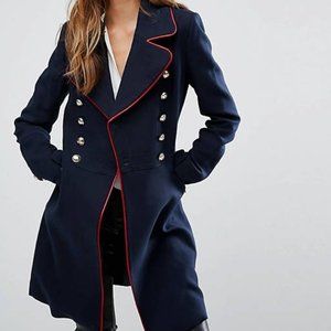 Mango Navy Military Style Coat Size XS